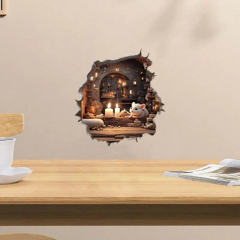 Mouse Magic Hole Wall Decal Sticker