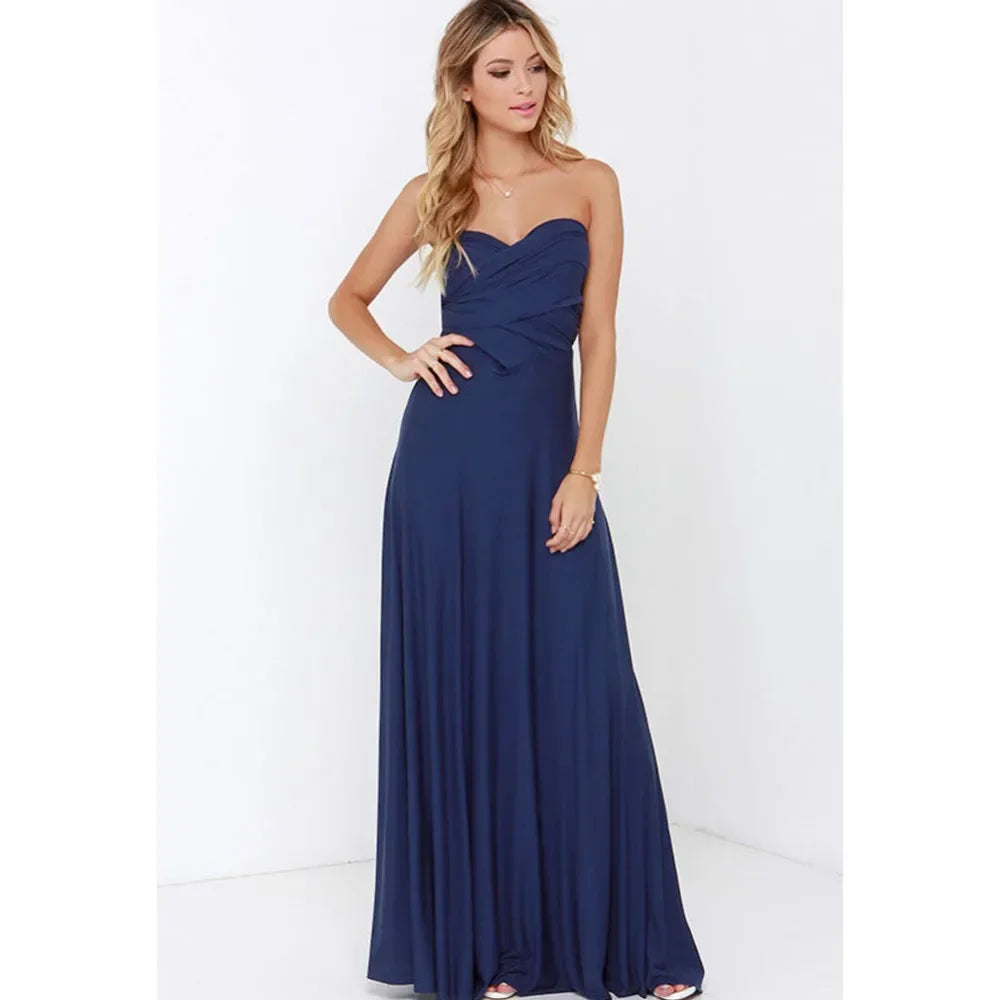 Multi-worn V-neck Vestidos De Fiesta Long Sexy Maxi Dress