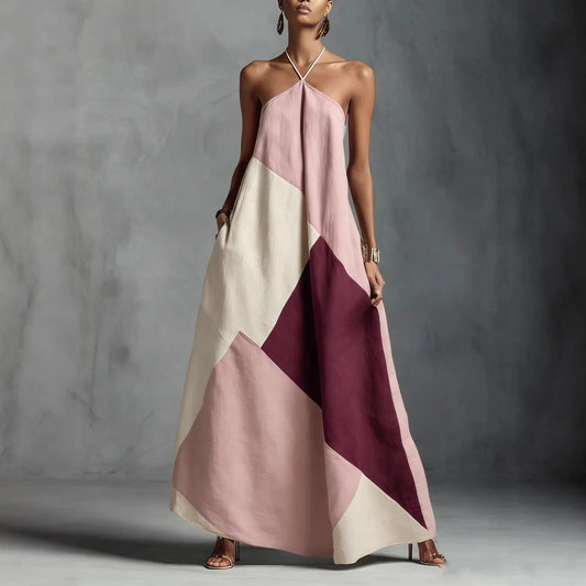 Cross Color Printed Cross Border Loose Long Dress