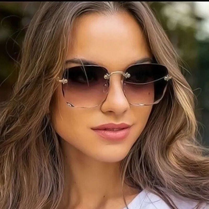 1/3PCS Square Rimless Luxury UV400 Sunglasses