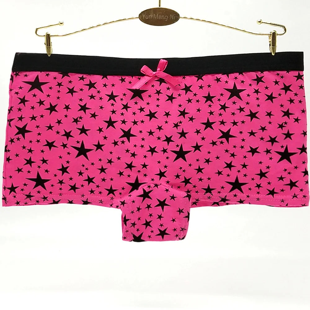 Underwear Cotton Panties Low Rise Boxers Shorts Stars Print 5 Pcs/Lot
