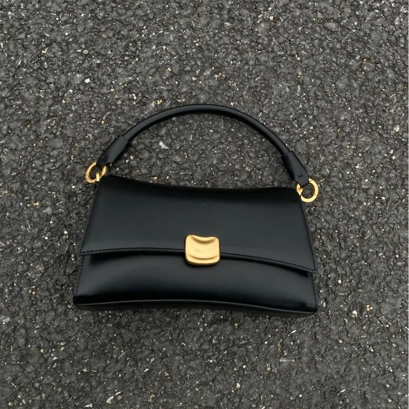DANA Black Flap Lock PU Leather Bag