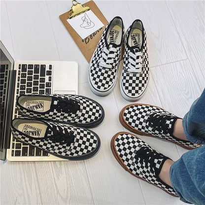 Plaid Canvas Unisex Breathable Sports Sneakers