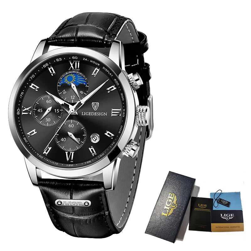 DANA Leather Strap Moon Phase Watch