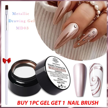 2-4PCS Metallic Painting Gel Polish Gold Silver Rose Gold Mirror Effect