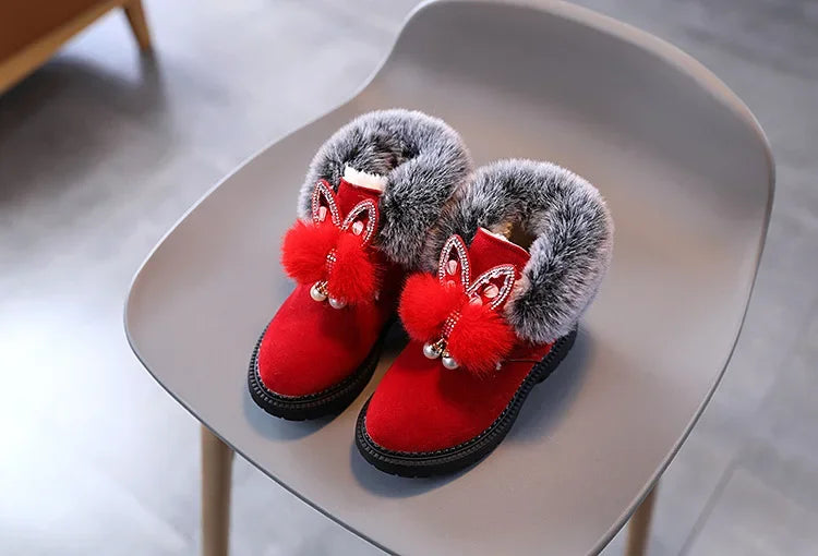 Winter Princess Snow Leather Soft Bottom Kids Boots