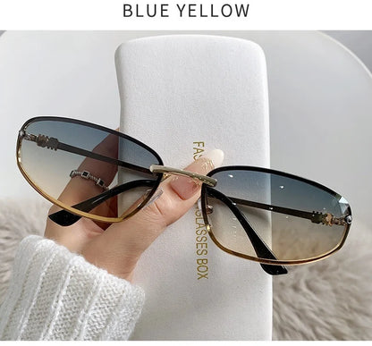 Oval Frameless High Quality Luxury Y2k Rimless Glasses