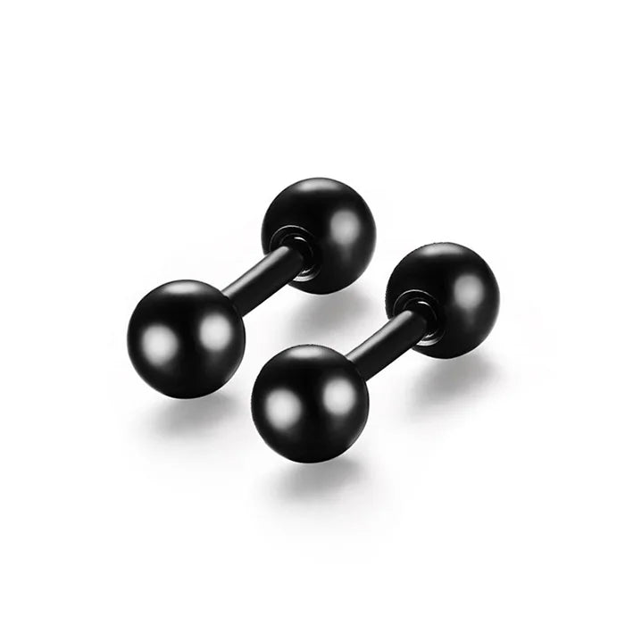 2Pcs Surgical Steel Crystal Screw Ball Stud Earrings