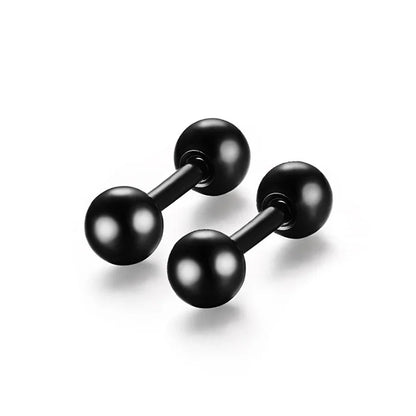 2Pcs Surgical Steel Crystal Screw Ball Stud Earrings