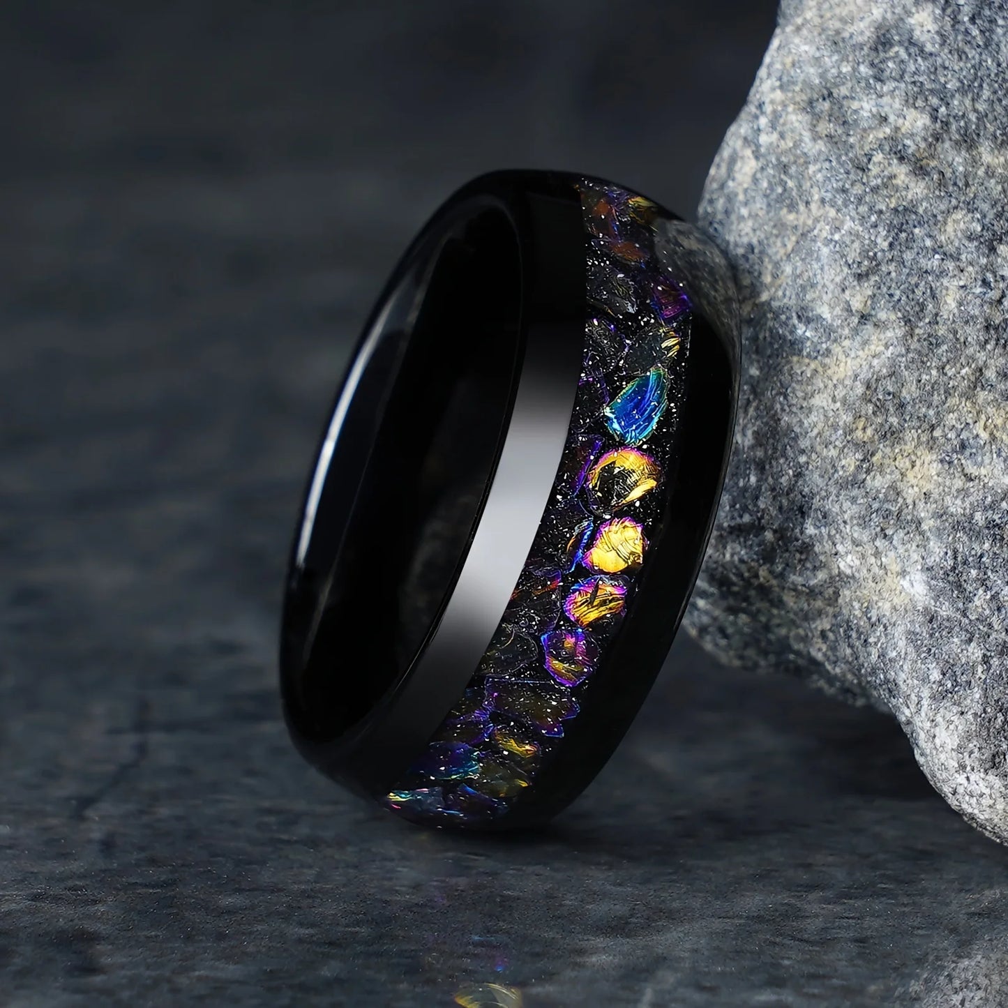 8mm Stainless Steel Galaxy Style Colorful  Rings