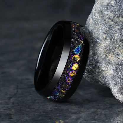 8mm Stainless Steel Galaxy Style Colorful  Rings