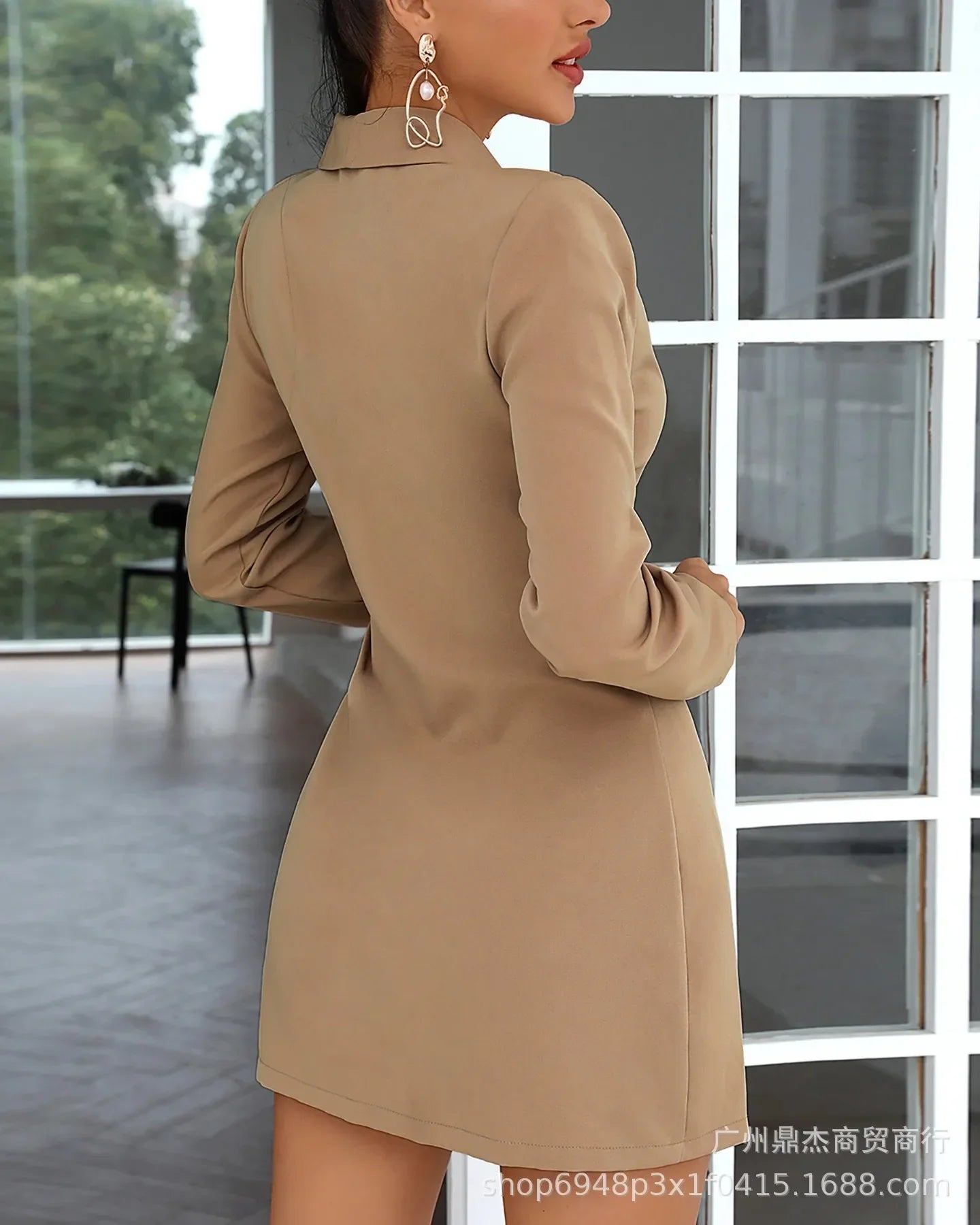 Blazer V-neck Long-sleeved Mini Dress
