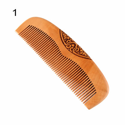 مشط خشبي طبيعي من خشب الخوخ، أسنان قريبة ومضادة للكهرباء الساكنة