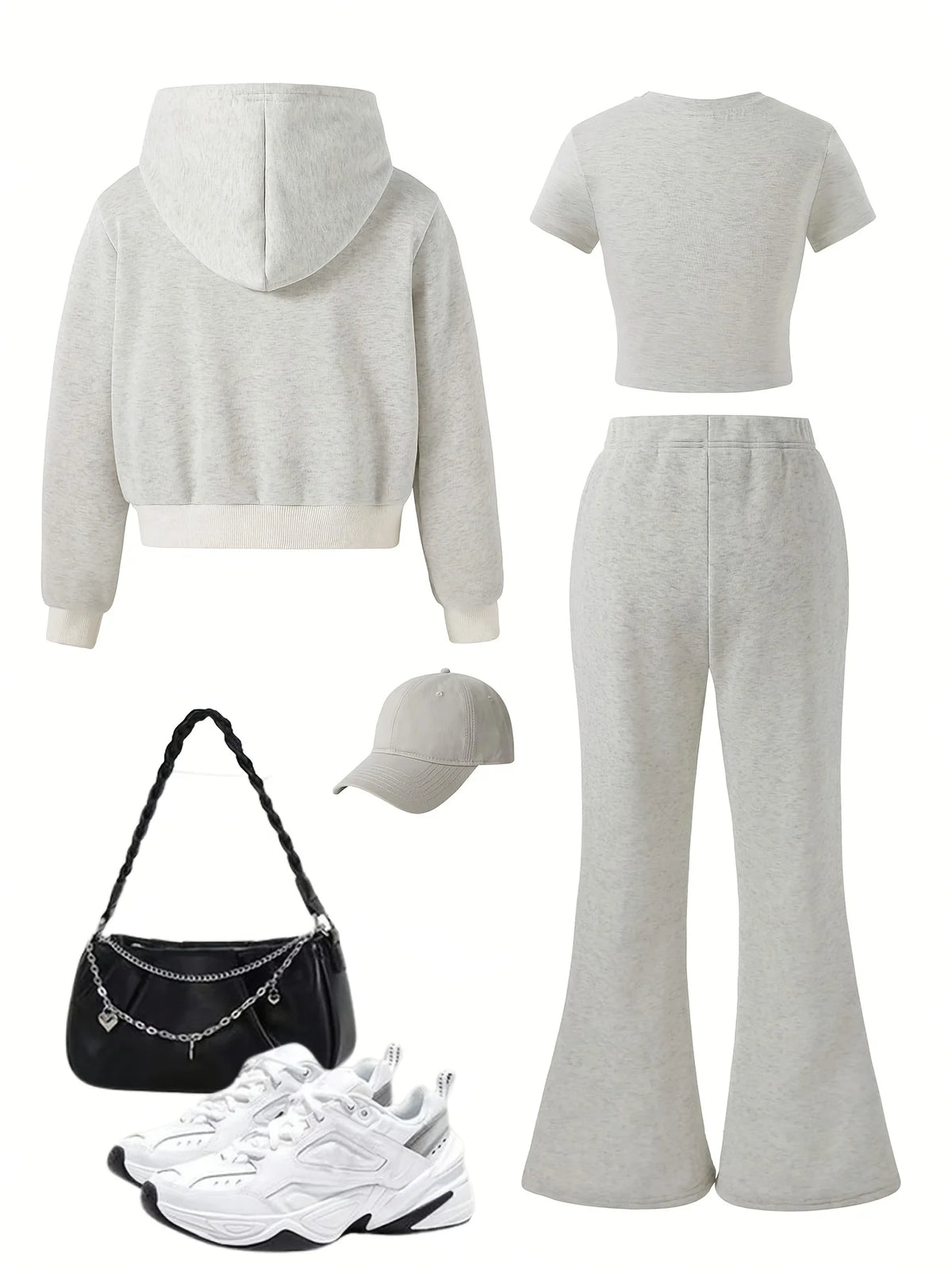 Autumn and Winter Thickened Hooded Zip-Up Jacket + "New York" Printed Set