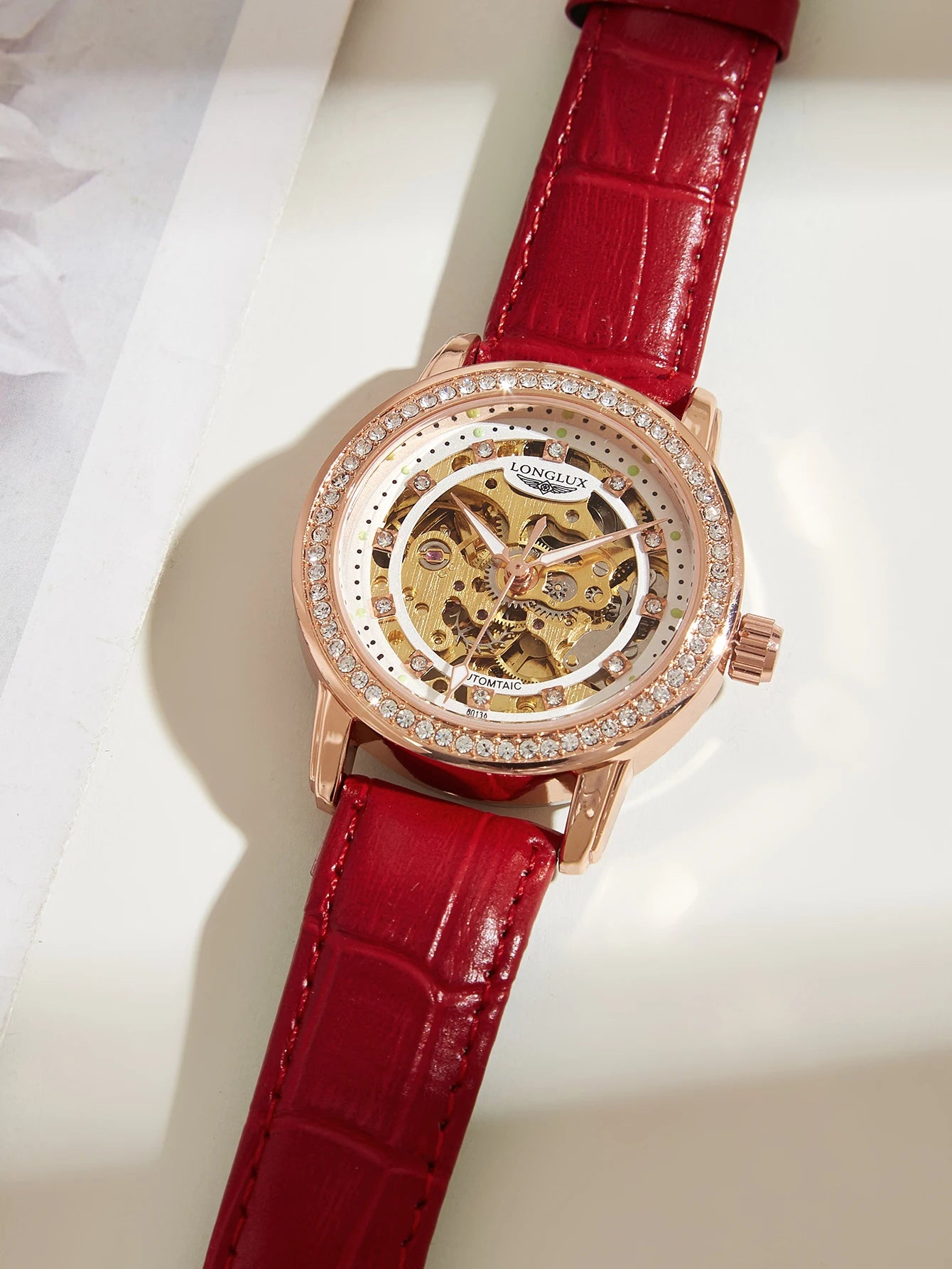 Automatic Diamond Skeleton Cute Mechanical Leather Watches