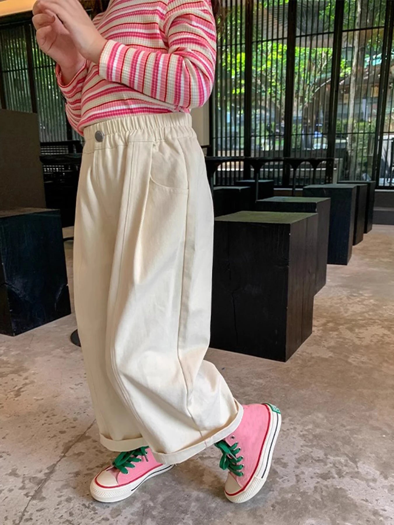 Girls Cotton Wide Leg Pants