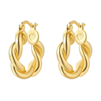 S925 Sterling Silver Zircon 18K Gold Lining Vintage Hoop Earrings