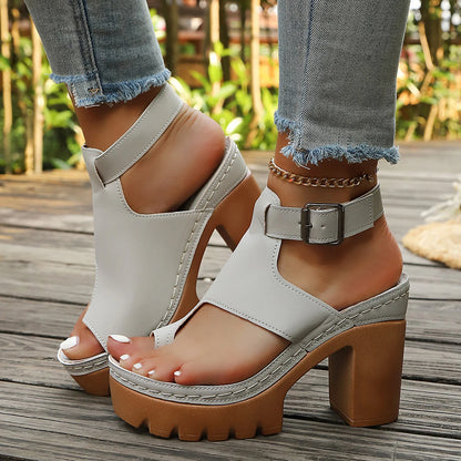 High Heel Thick Heel Open Toe Casual Plus Size Sandals