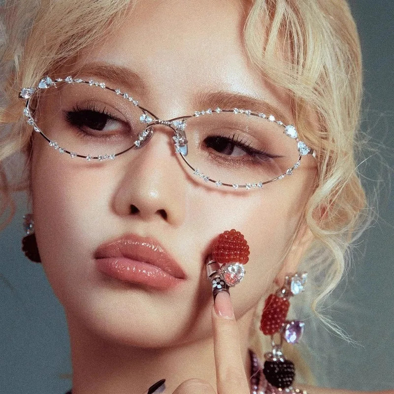 Diamond Luxury oval Rhinestone Sun Glasses