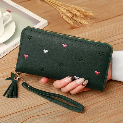 Long Luxury Love Heart Card Holder Wallet
