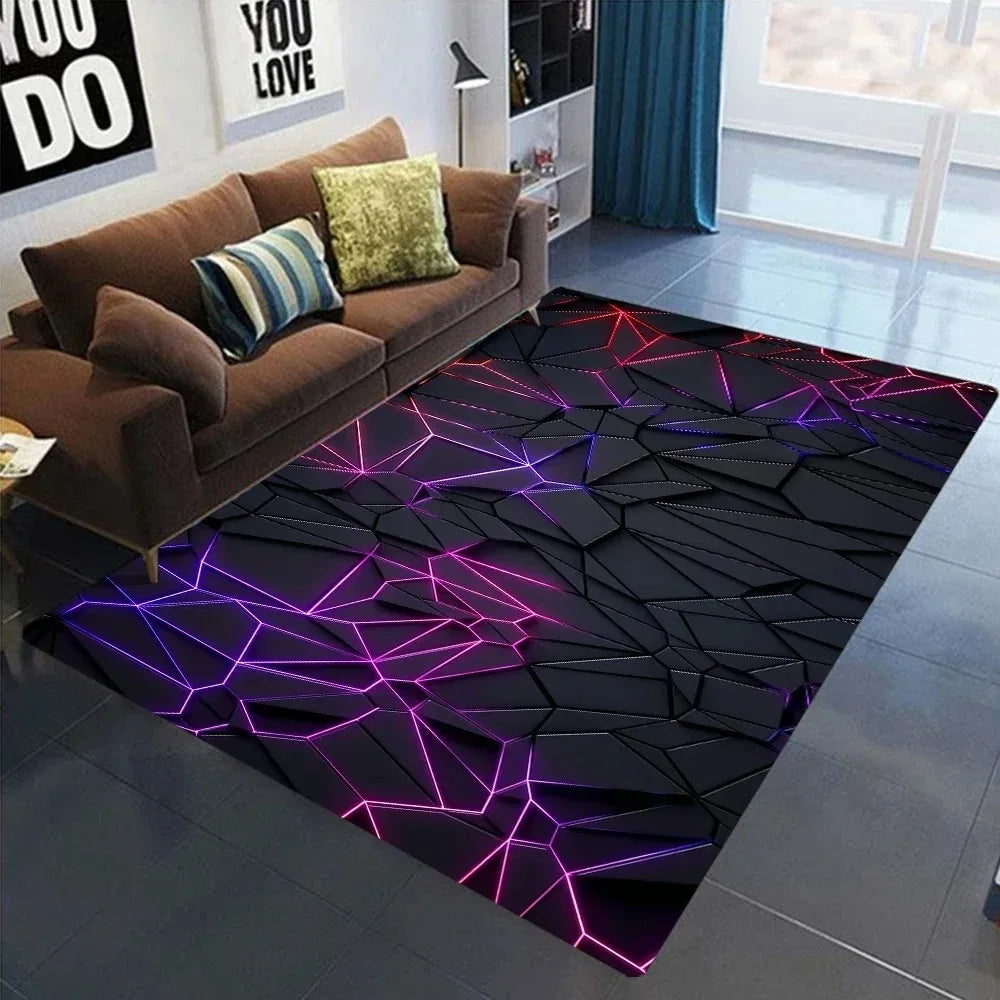 3D Geometric Carpet Neon Lights Rugs Hexagons Carpets Rug Mat