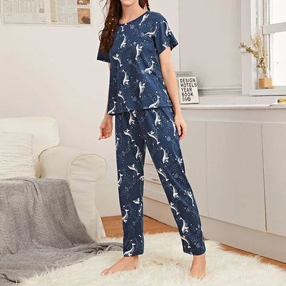 Cartoon Print Pajama Sleepwear Set