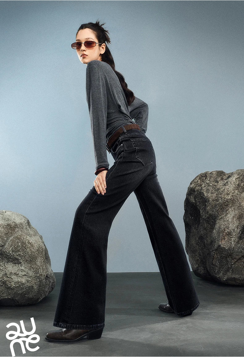 Denim Autumn New Retro Lycra Micro Flare Pant Jeans