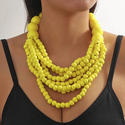 African Bohemian Wooden Bead Handmade Necklace