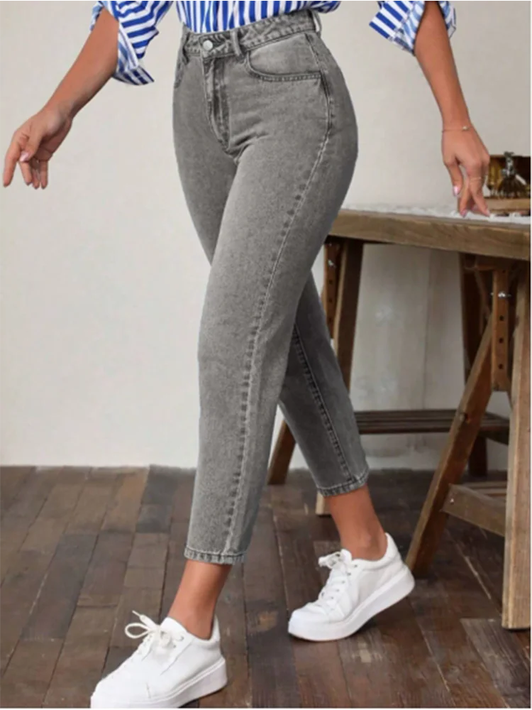 High Waist Straight Leg Pants Jeans