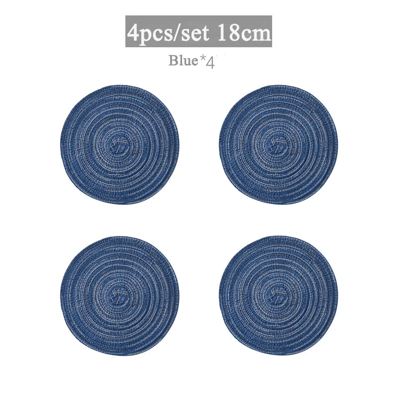 4/6pcs Round Table Mat Woven Bowl Pads