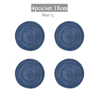 4/6pcs Round Table Mat Woven Bowl Pads