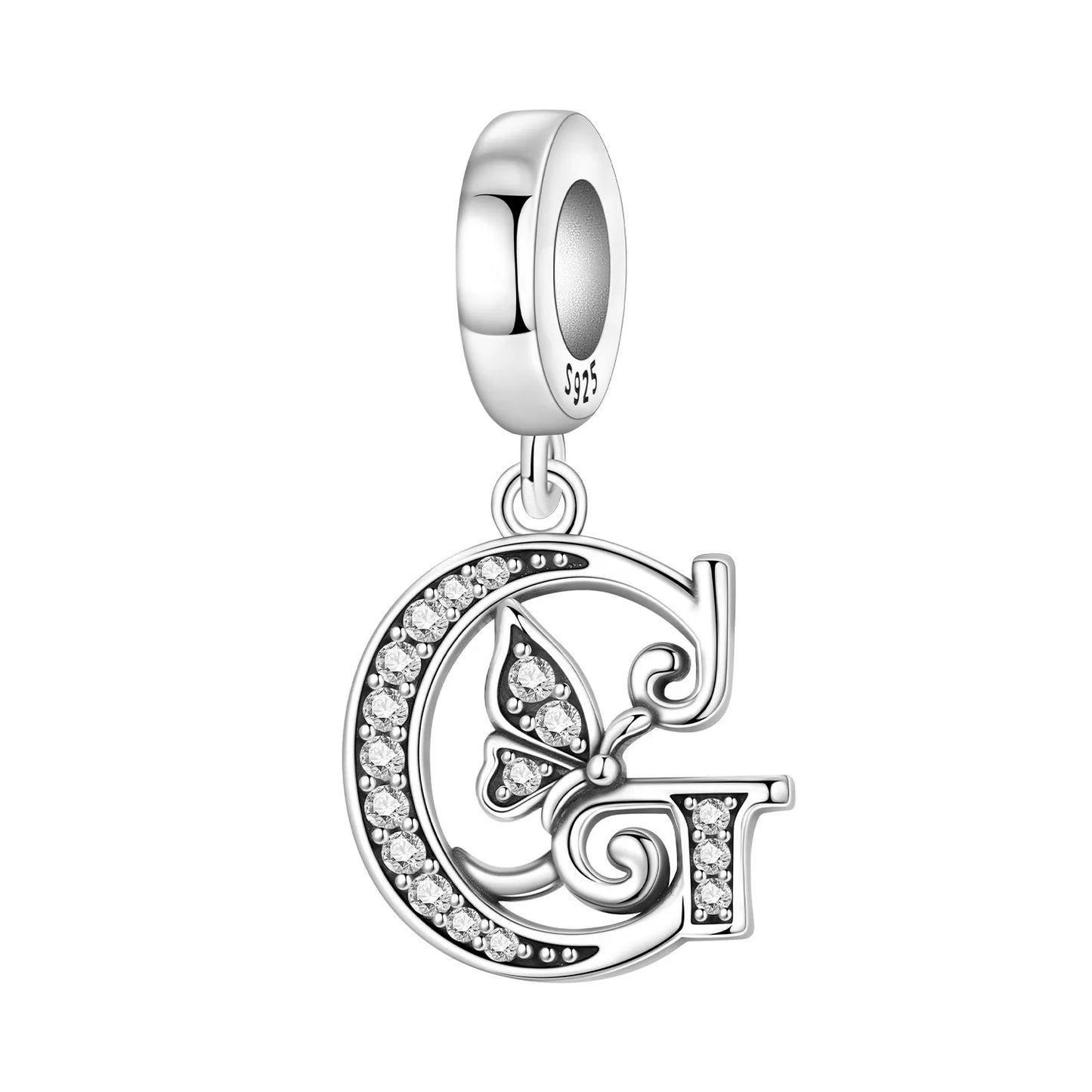 925 Sterling Silver Zircon Butterfly Letter Bracelet