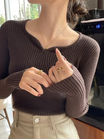 Chic Ribbed Slim Long Sleeve Sweater