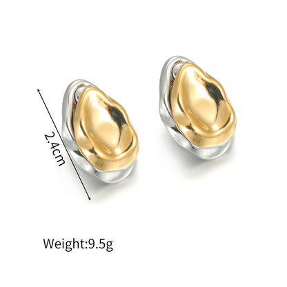 Stainless Steel Metal Splice Stud Earrings