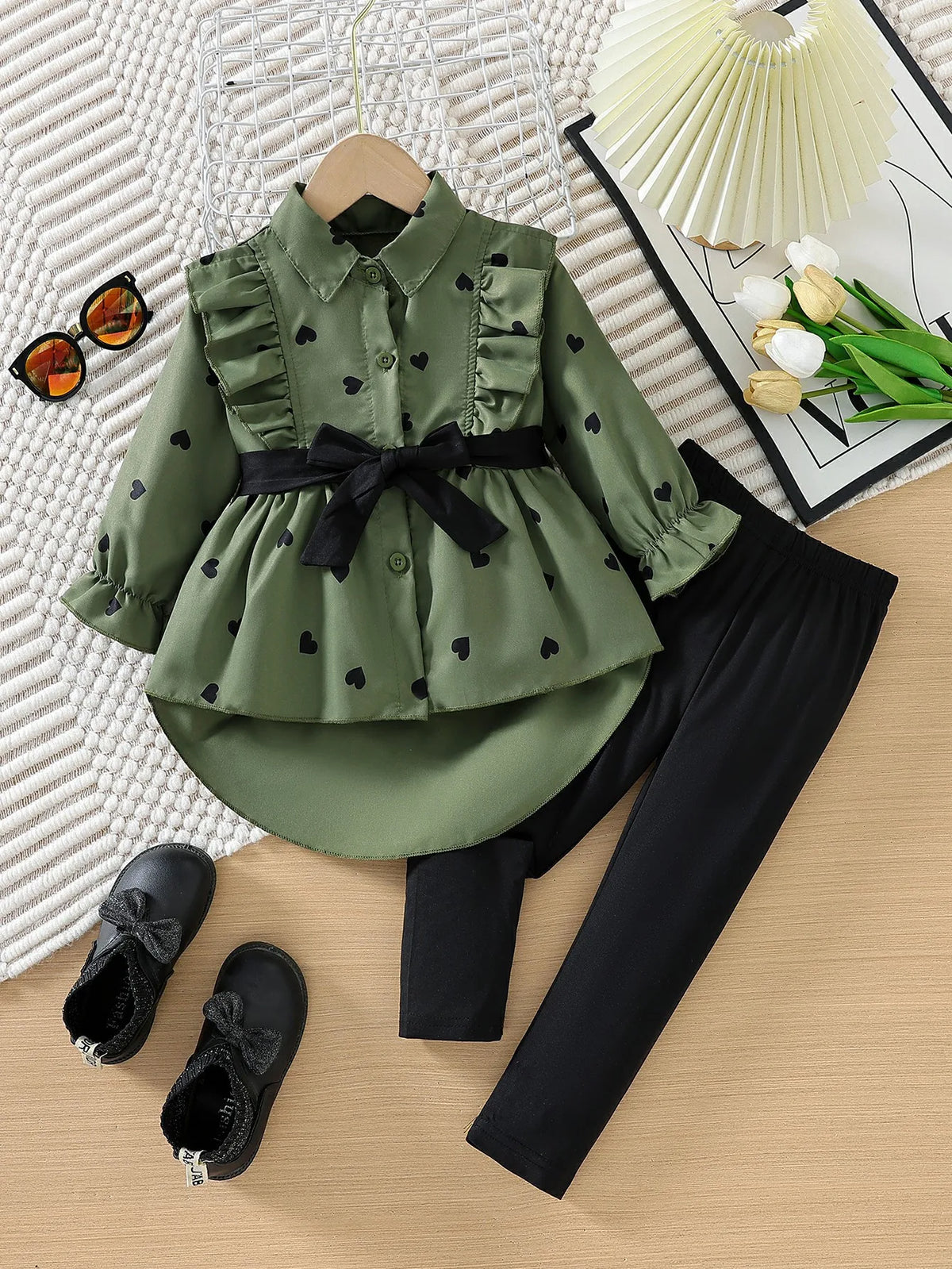 1 2 3 4 5 6 7 8 Years Spring Autumn Shirt + Bottoms Set