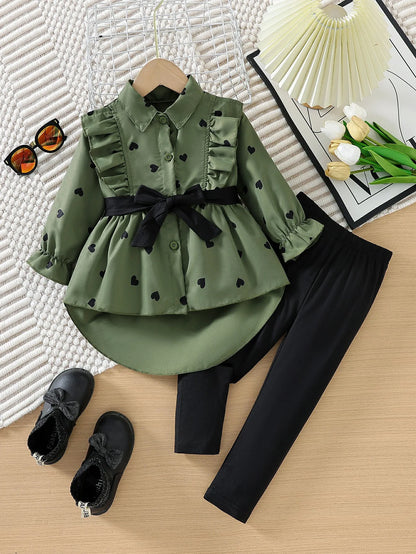 1 2 3 4 5 6 7 8 Years Spring Autumn Shirt + Bottoms Set