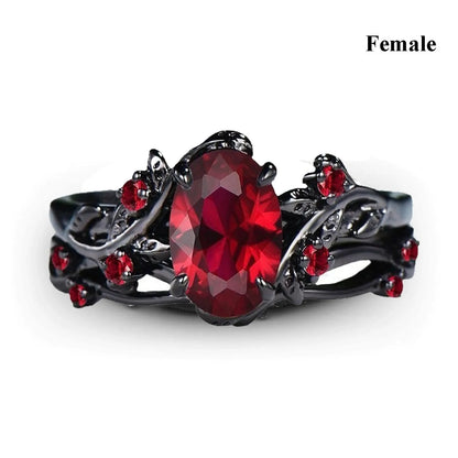 Charm Couple Romantic Purple Rhinestones CZ Rings Set