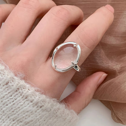 925 Sterling Silver Geometry Crystal Ring