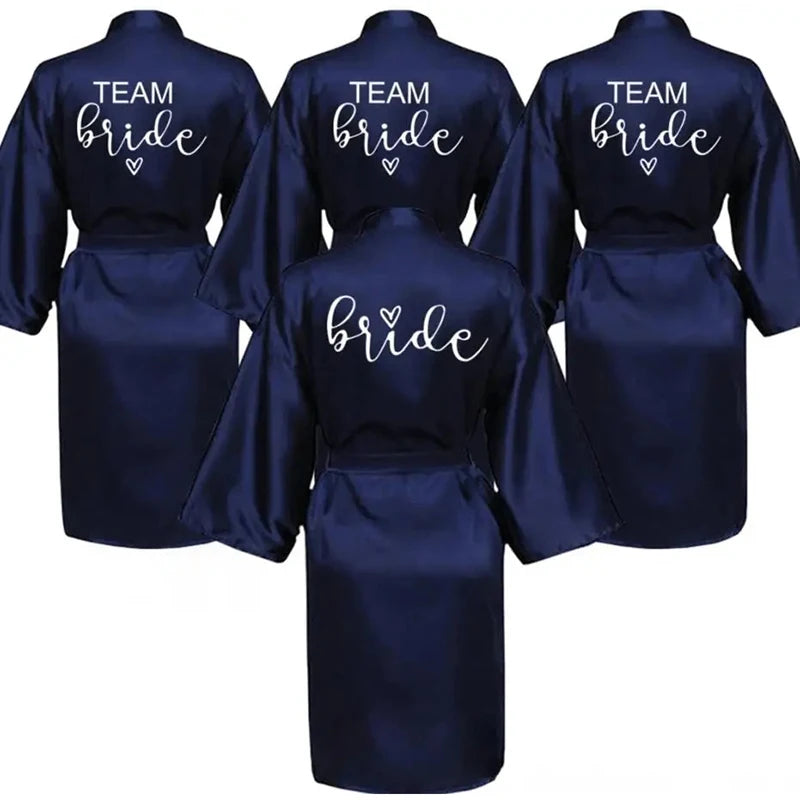 Bride Robe Kimono Satin Pajamas Bridesmaid Bathrobe