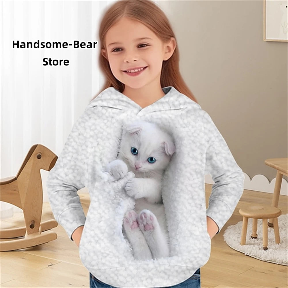 Cat 3D Print Spring Casual Sweatshirts Hoodies