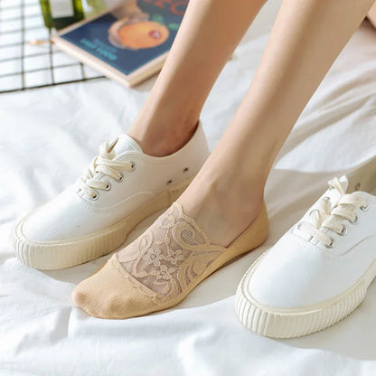 5 Pairs/Lot Lace Invisible Transparent No-Show Ankle Short