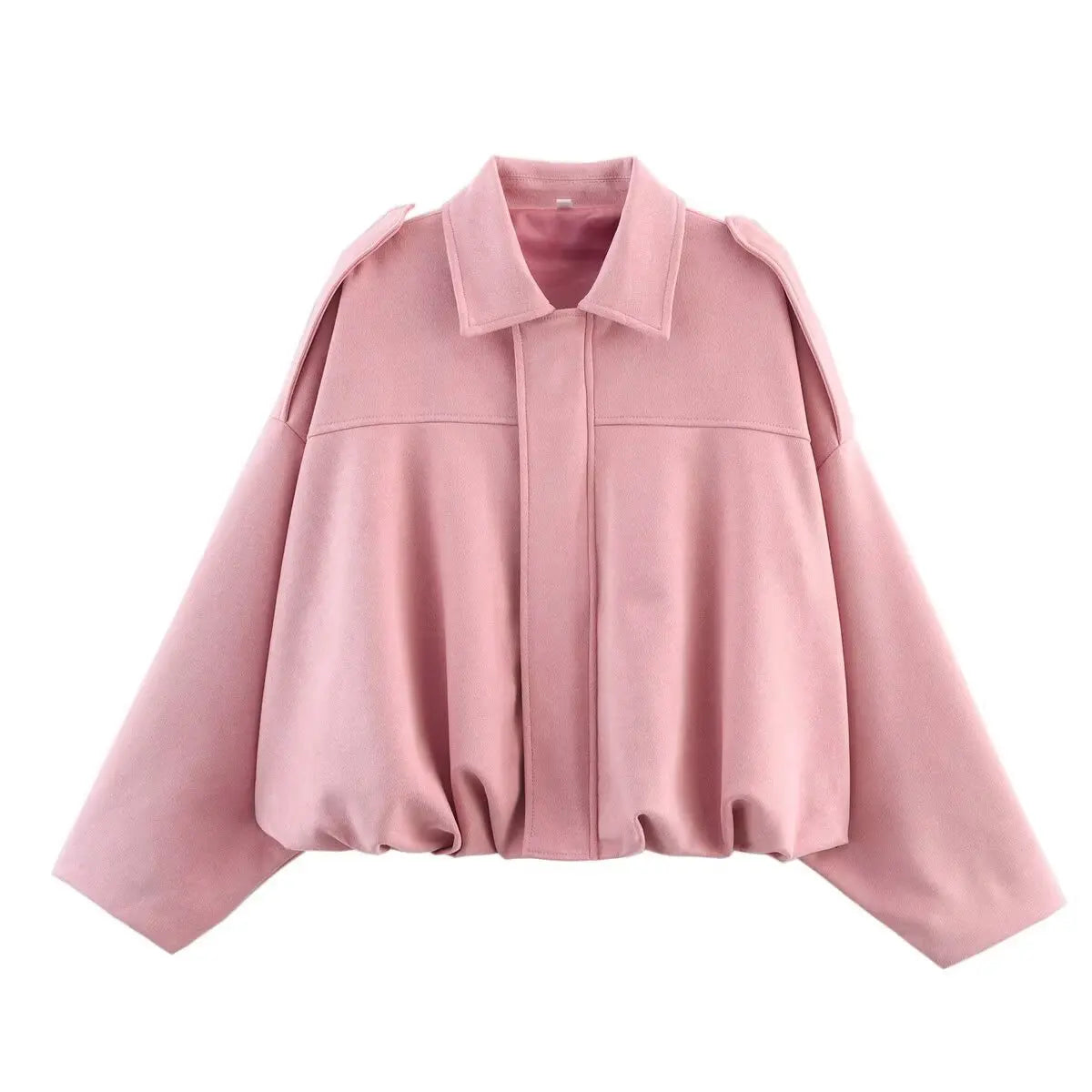 Bomber Suede Texture Turn-down Collar Long Sleeve Loose Vintage Jackets