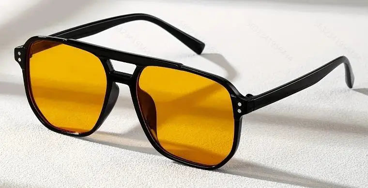 Vintage Square Thick Frame Double Bridges Sunglasses