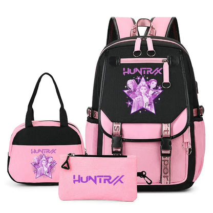Mochilas Set KPop Demon Hunters Capacity Student School Bag