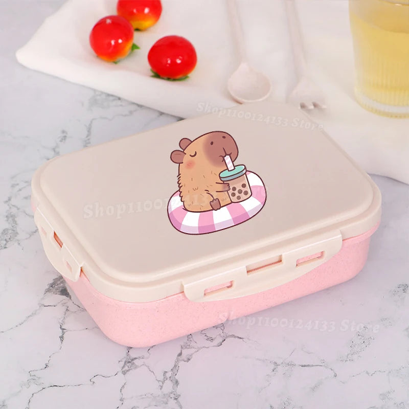 Capybara Lunch Boxes Kids Cute Anime Print Separate Lunch Box