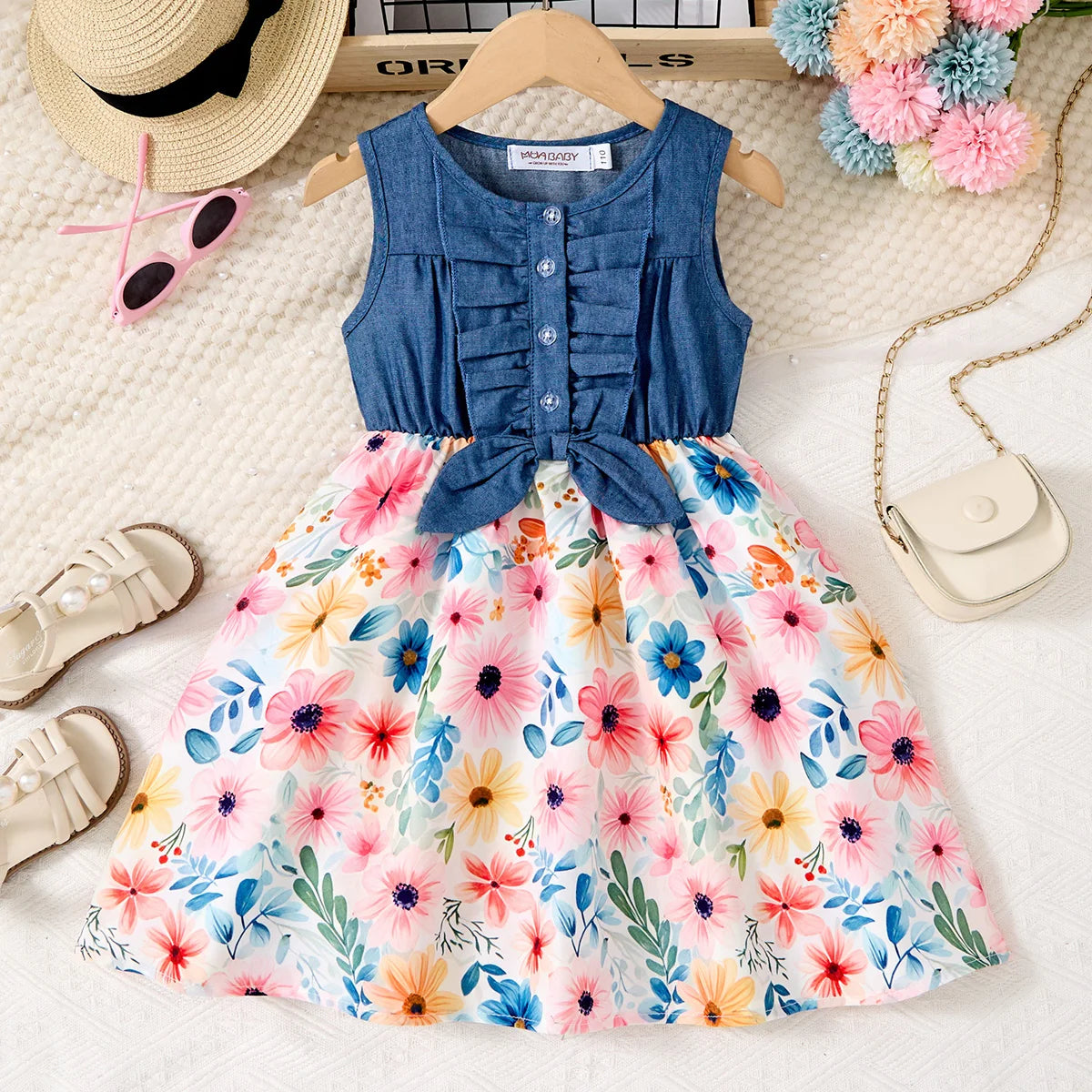 2-10Years Girls Sleeveless Butterfly Flower Dress
