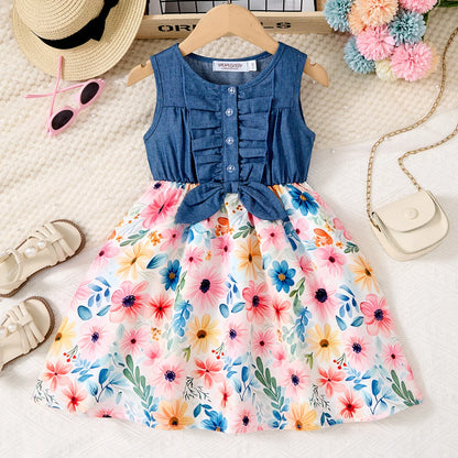 2-10Years Girls Sleeveless Butterfly Flower Dress