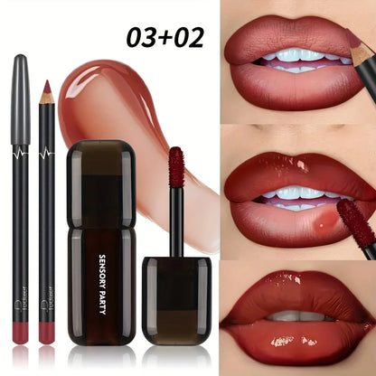 Gradient Lips Set Lip Liner + Glass Lip Gloss Mirror Shine Finish