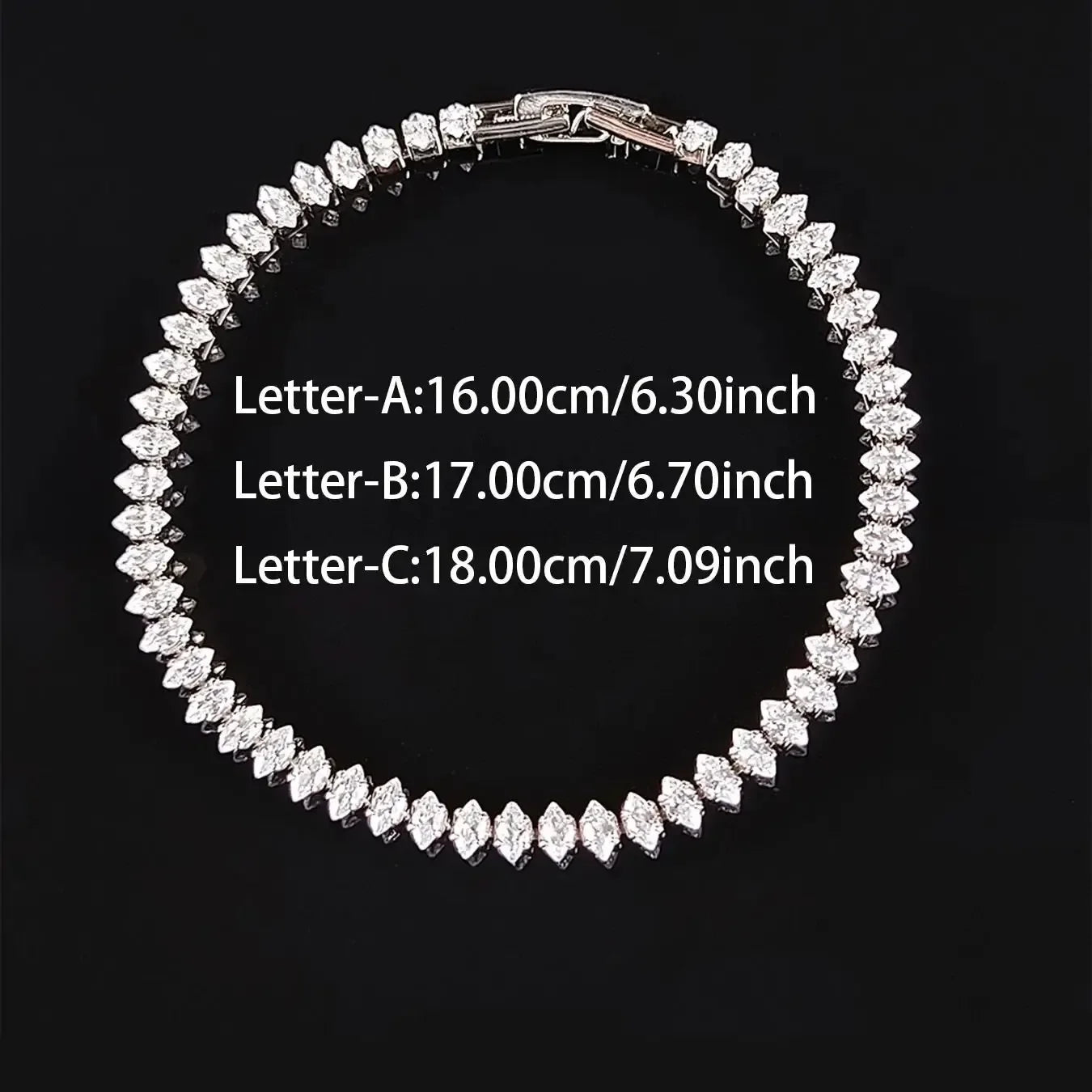 Marquise Oval Square Cut Luxury Silver Bracelet