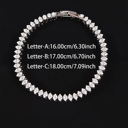 Marquise Oval Square Cut Luxury Silver Bracelet